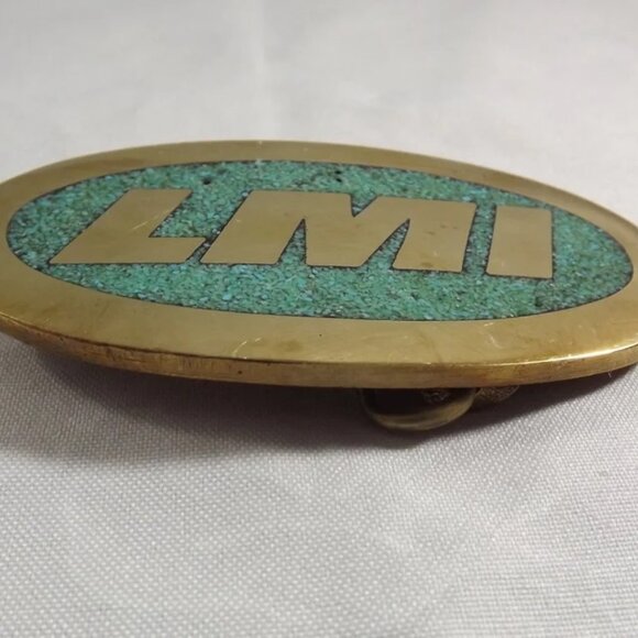LMI Turquoise Chips with Solid Brass Belt Buckle - Picture 2 of 9